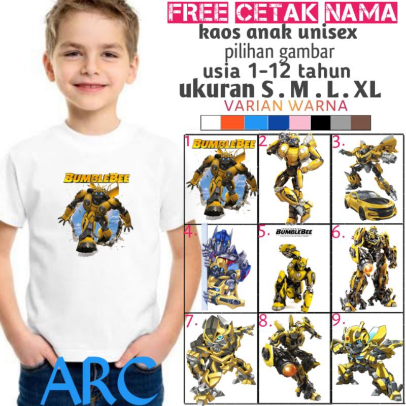 Kaos Bumblebee Robot/kaos bumblebee anak/baju robot taransformer