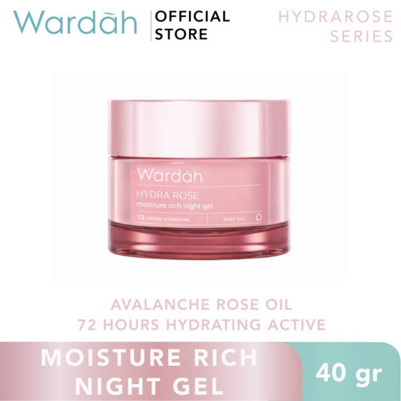 Wardah Hydra Rose Moisture Rich Night Gel 40 g - Pelembab untuk Kulit Kering dan