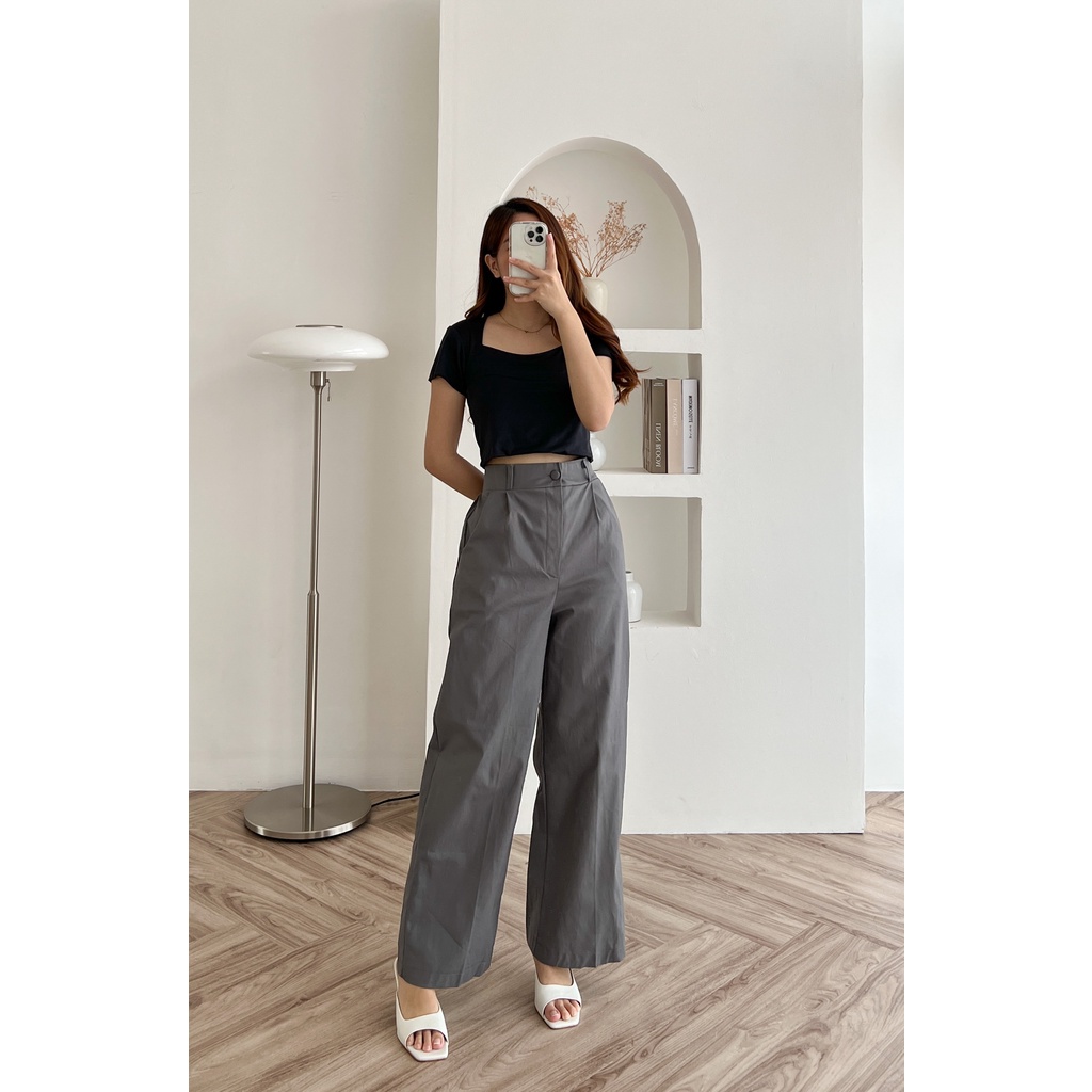 POTTIE - Cassia Chino Pants - Long Chino High Waist - Celana Chino Wanita