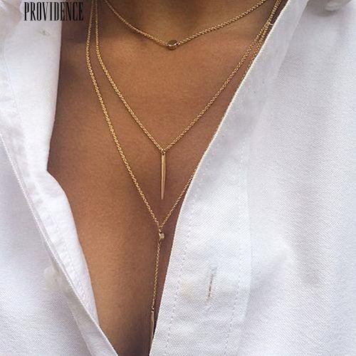 [Bayar Di Tempat]Multilayer Bar Charm Pendant Kalung Partai Perhiasan