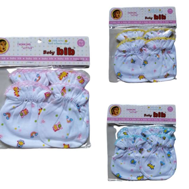 3pc Sarung Tangan Kaki Bayi Karet 100% Cotton Baby Bib