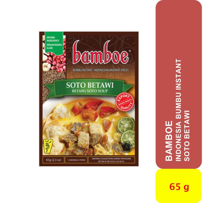 

Bumbu Instant Indonesia Soto Betawi kemasan sachet 65 g merk BAMBOE