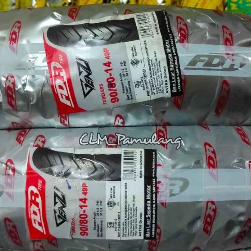 BAN TUBELESS FDR GENZI 90/80 RING 14 100%ORI