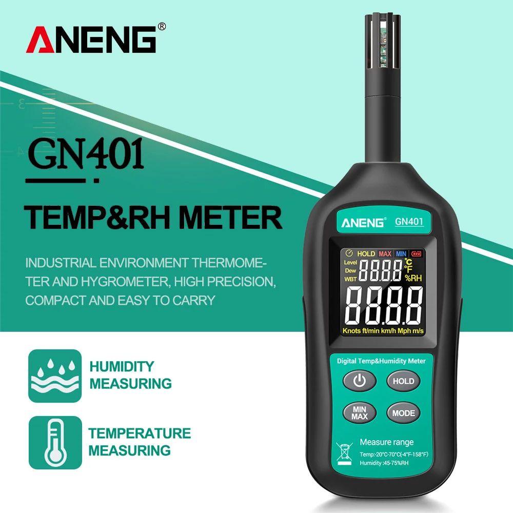 Solighter Pengukur Kelembaban Suhu ANENG GN401 No Contact True RMS Digital Air Thermometer