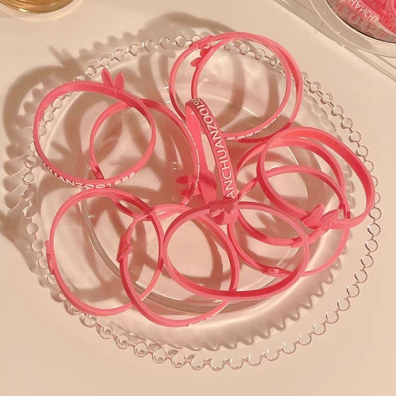 Gelang Bahan Silikon Bentuk Telinga Kelinci Warna Pink Untuk Anak Perempuan