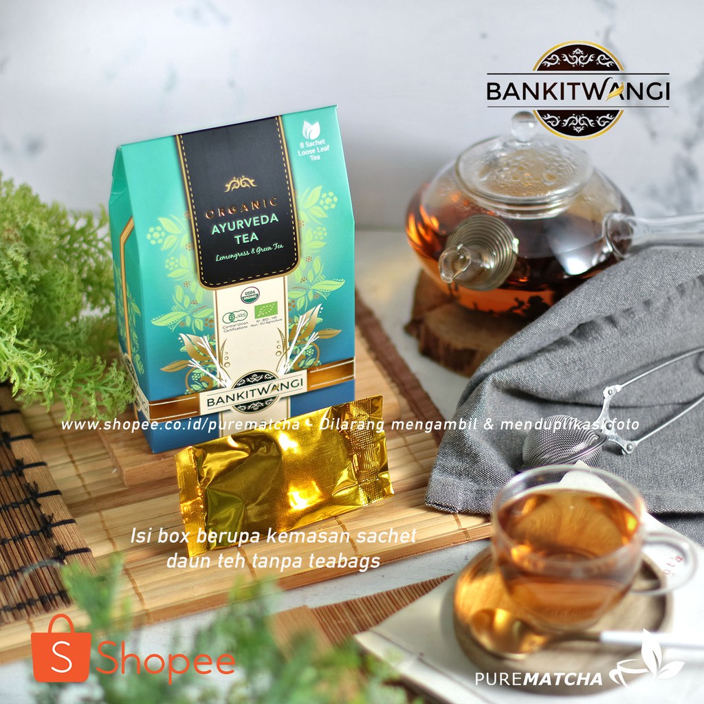 

Bankit Wangi - AYURVEDA TEA Organic 3gr Kemasan Sampel Lemongrass Green Tea Blend BankitWangi
