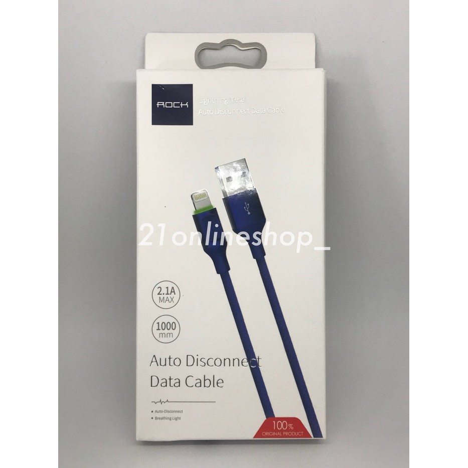 KABEL AUTO DISCONNECT FAST CHARGING ROCK 2,1A IPHONE 1M