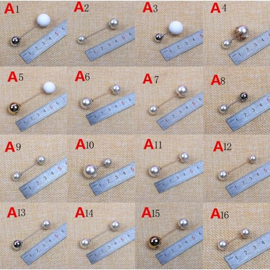 Grosir - F451 Pin Tusuk Mutiara Double Korea / Bros Pearl Pin Brooch / Peniti Jilbab Jarum Pentul