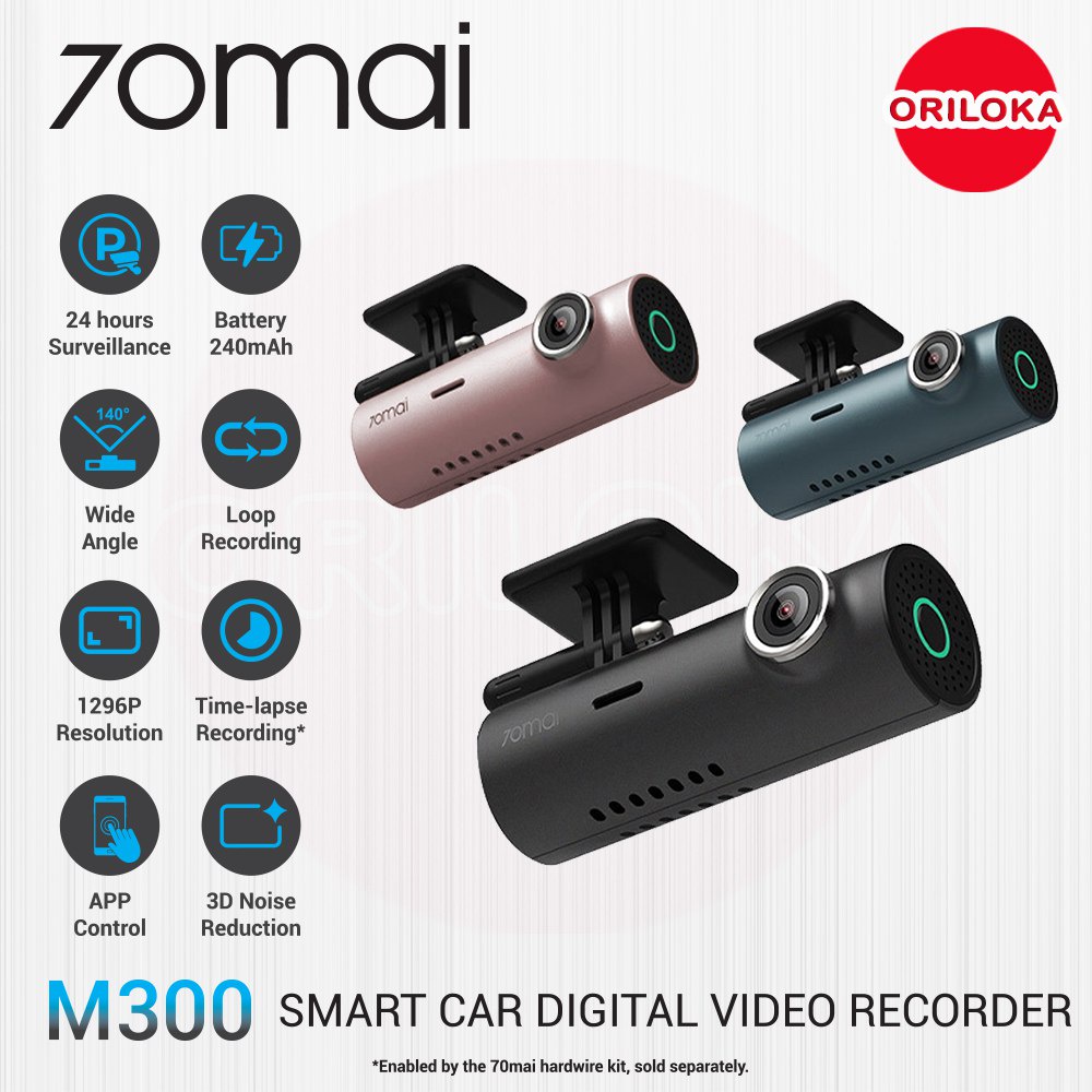 70mai M300 Smart Dashcam 1296P Wifi Auto Record - Garansi Resmi - Kamera Mobil