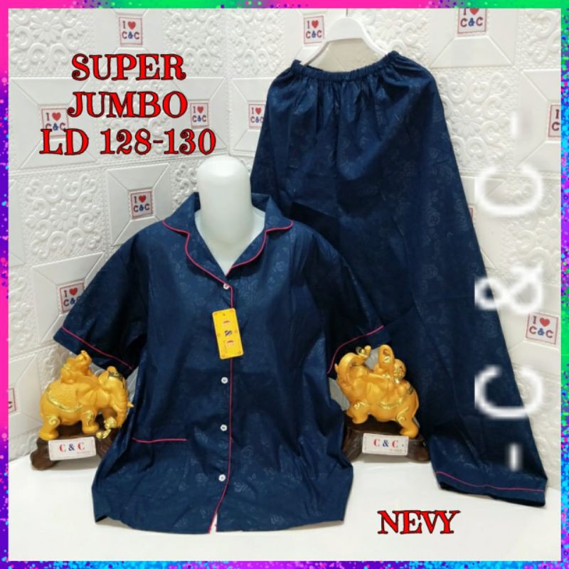 CNC - BAJU TIDUR WANITA SUPER JUMBO CP 5XL/LD 130/HEMBOS-Nevy Lis fanta