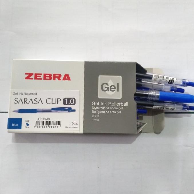 Pulpen zebra sarasa 1,0 hitam & biru / bolpoint zebra sarasa 1,0