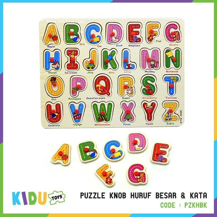 Mainan Puzzle Anak Puzzle Knob Huruf (PART 1) Kidu Toys