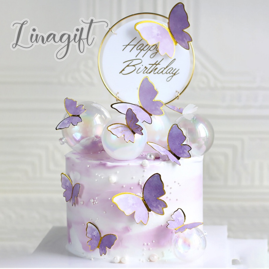 ( Set 10 Pcs ) TOPPER CAKE BUTTERFLY / TOPER KUE KUPU - KUPU / HAPPY BIRTHDAY CAKE DECORATION SUPPLIES AESTHETIC / ESTETIK / AKSESORIS HIASAN BUKET BUNGA / KARANGAN BUNGA / KERTAS BUNGA / CELLOPHANE /  FLOWER WRAPPING KOREAN STYLE / FLORIST PESTA