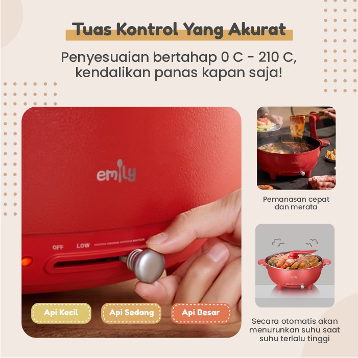 Emily Electric Double Sided Hot Pot 6L / Panci Sekat Dua Sisi EHP-12202