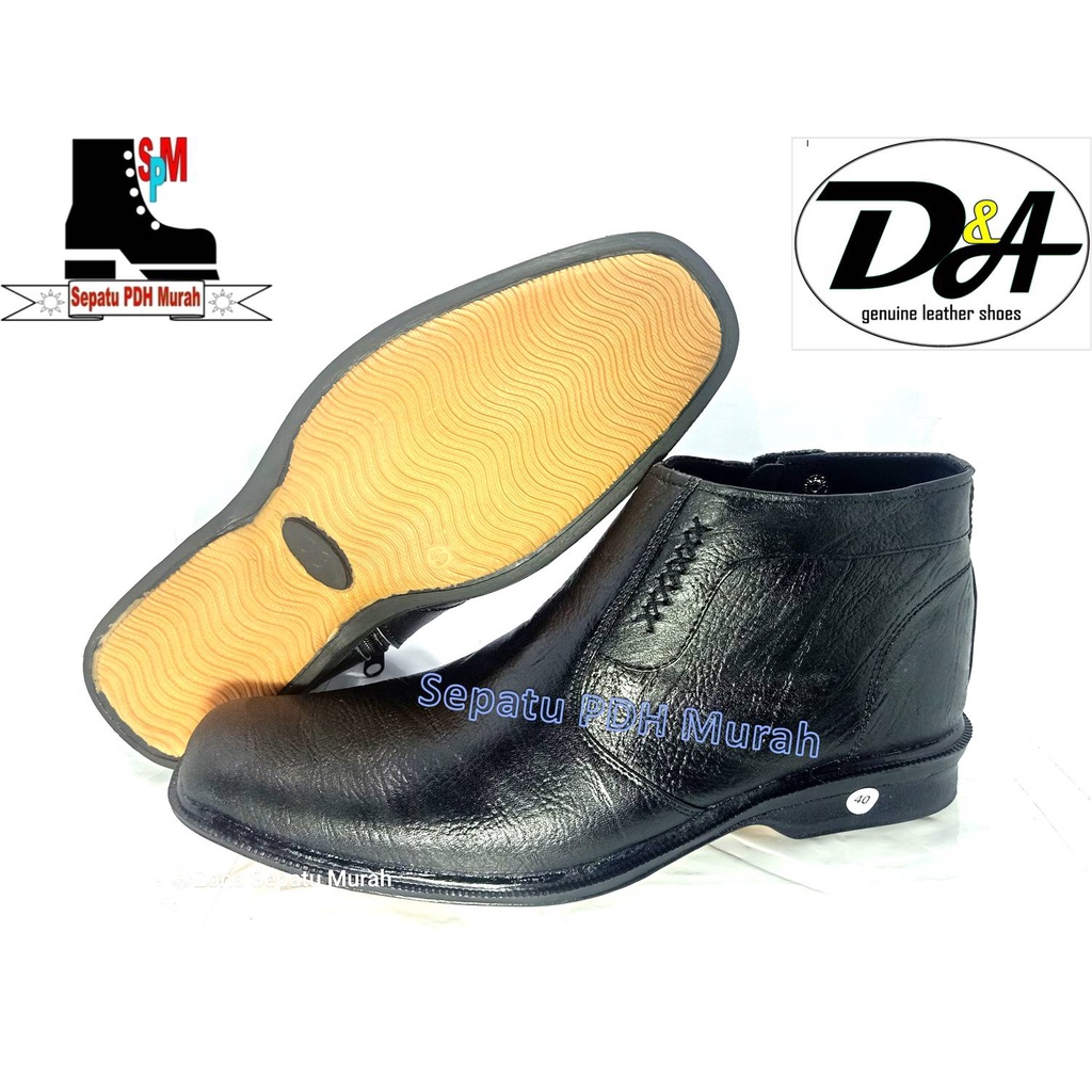 sepatu boot pantofel kulit asli seri E-04 model terbaru merk D&A Original produk