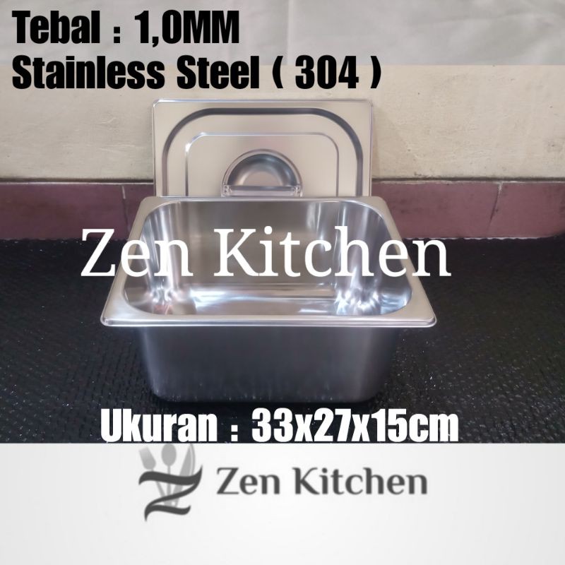 Wajan Penggorengan Kotak Dan Tutup Stainless Steel 33x27x15cm