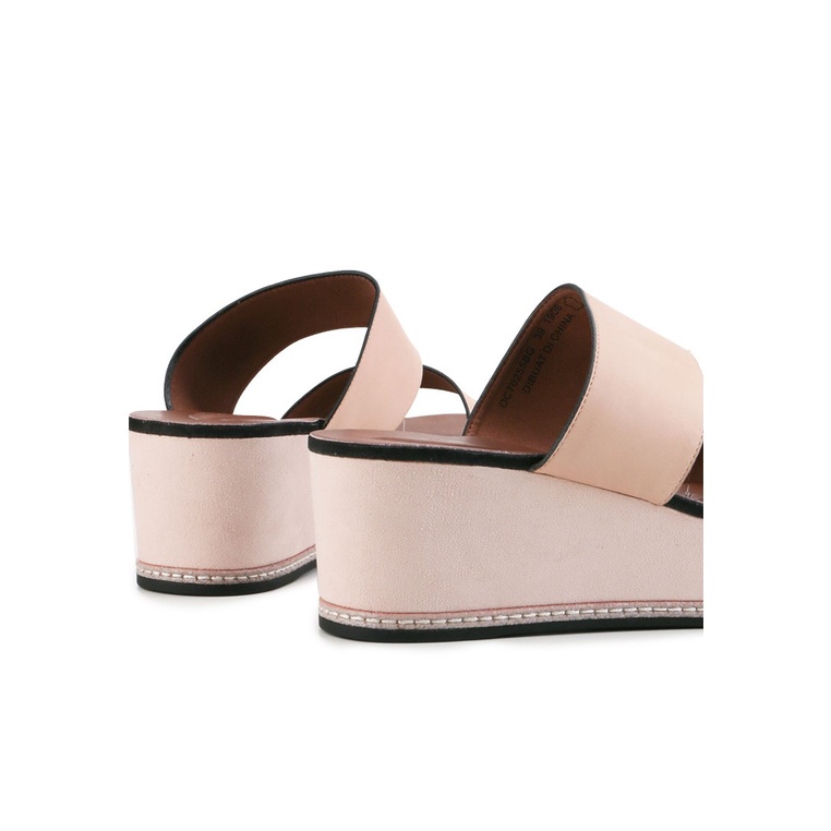 SANDAL WEDGES KULIT OBERMAIN WANITA ORIGINAL ASLI TERBARU BEIGE OW23