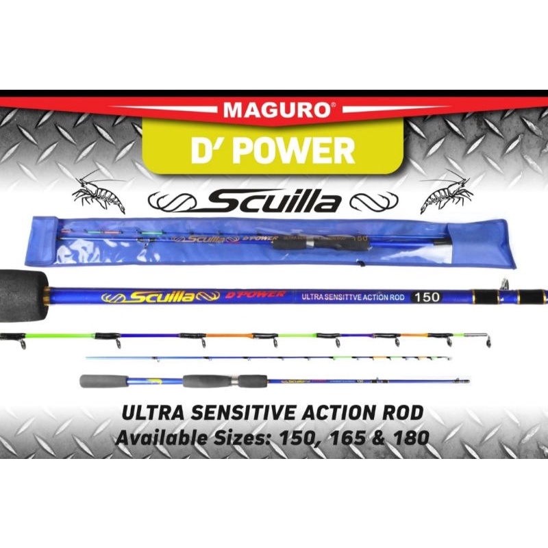 Joran New Maguro D-Power Scuilla 150cm / 165cm / 180 Bonus Mata Pancing Udang