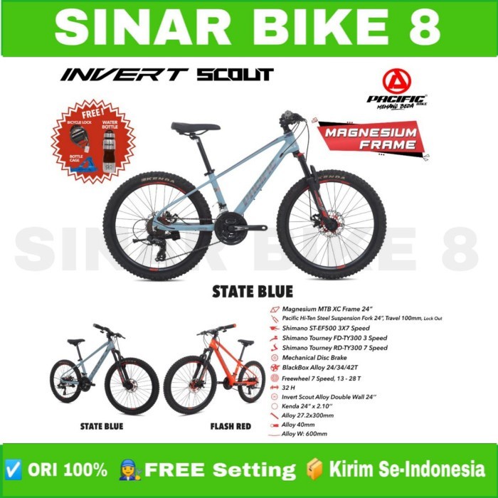 Sepeda Gunung Ukuran 24 Inch MTB INVERT SCOUT 21 Speed Frame Magnesium