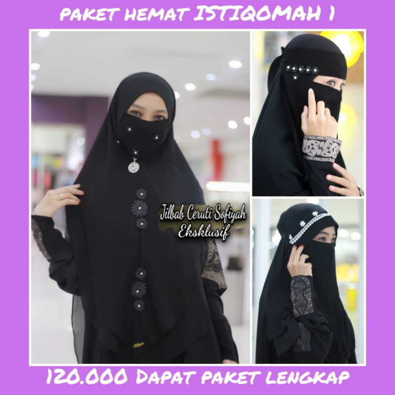 Paket niqob hemat istiqomah 1 /Niqob murah niqob yaman niqob temboro niqob terbaru