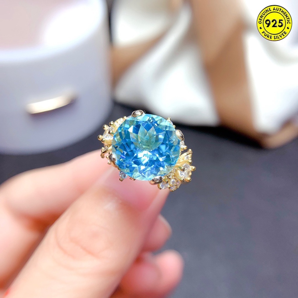 Cincin Batu Permata Sapphire Biru Langit Model Terbuka