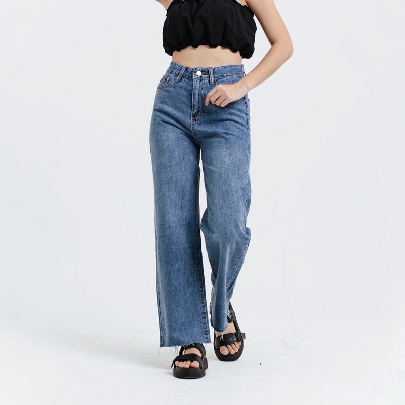 VIERLIN - Jeans 8776 - HIGH WAIST LOOSE JEANS UNFINISH