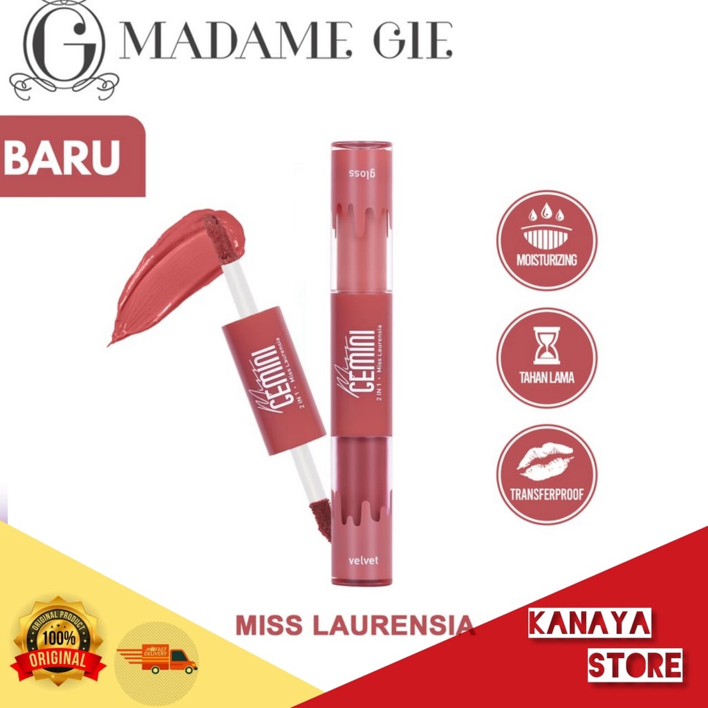 Madame Gie Miss Gemini 2 in 1 Gloss n Velvet - Make Up Lipstick