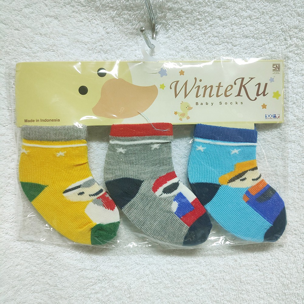 Kaos Kaki WinteKu 3pcs Baby Socks Newborn Variasi Motif