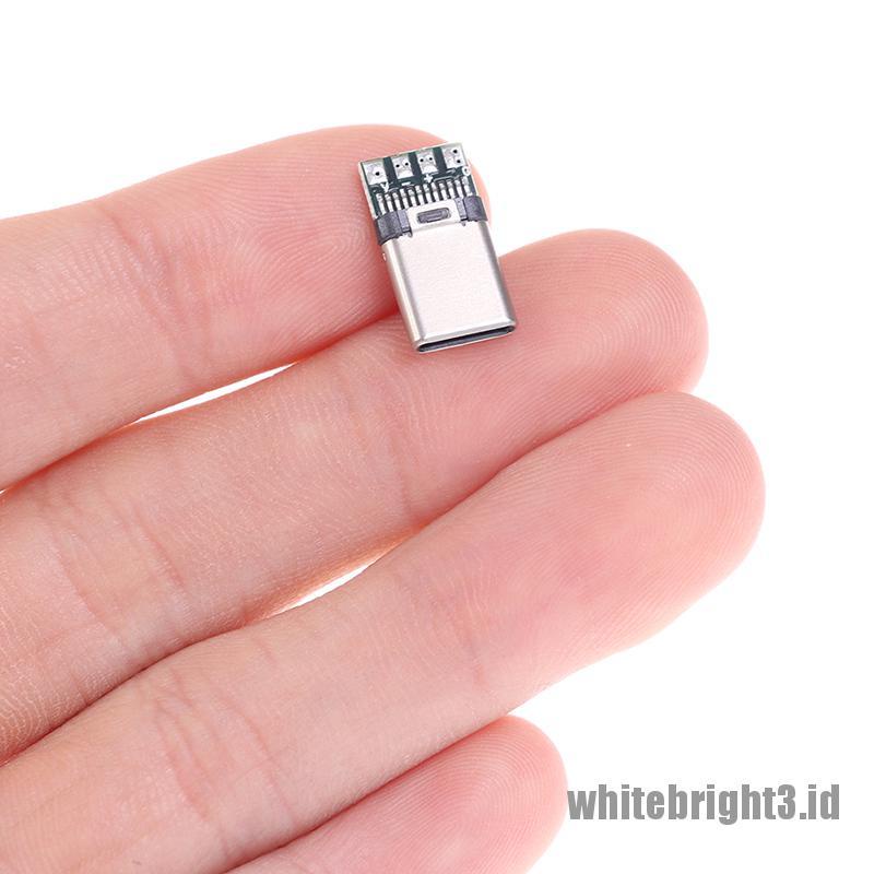 &lt; White3 &gt; 5 / 10Pcs Konektor Kabel USB 3.1 Tipe C Male DIY