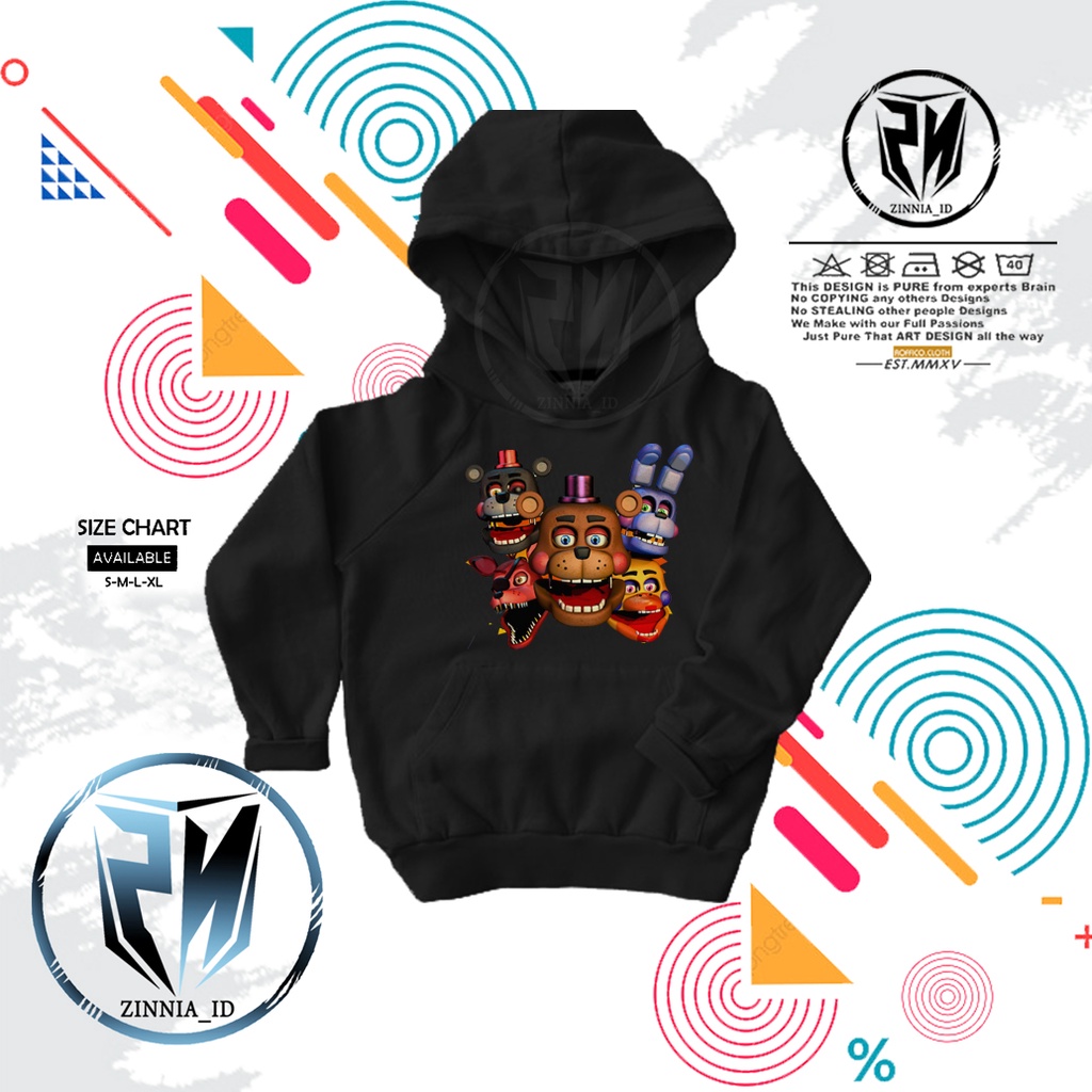 JAKET HOODIE ANAK Five Nights at Freddys ( FNAF ) Nightmare Freddy Nightmare Bonnie Nightmare Chica 