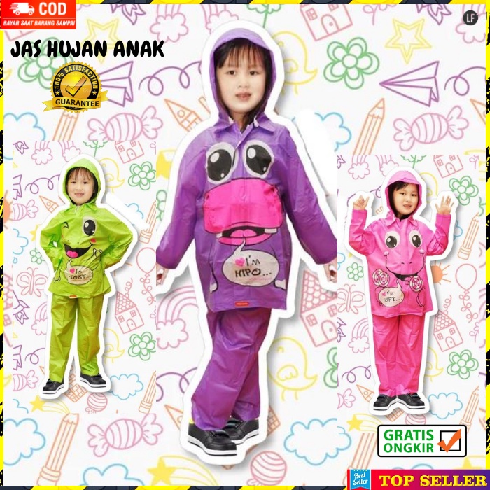 Jas Hujan Anak Perempuan Mantel Sekolah Paud laki laki Raincoat KidsA6