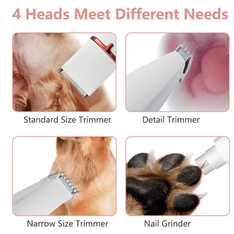 4 IN1 PET CLIPPER Alat Cukur Bulu Hewan Peliharaan Cukuran Anjing Kucingt/Pet Grooming Hair Clipper Kit/ Hair Clipper Cordless Professional Pemotong RambutRechargeable Cat&amp;Dog