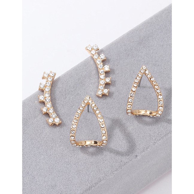 LRC Anting Tusuk Fashion Gold Geometric Diamond Earrings F61360