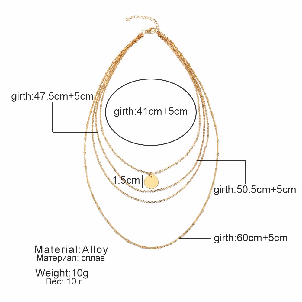 Eropa dan Amerika panjang multi-layer kalung wanita kepribadian seksi disc kalung rantai klavikula L108