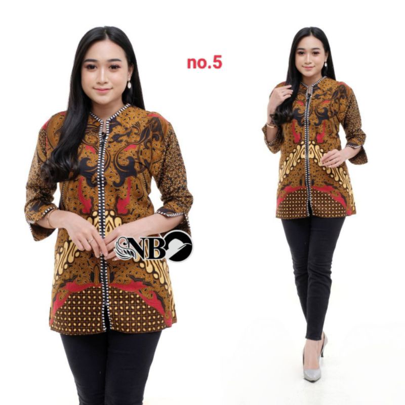 Mikha Navy. Batik kerja kantor wanita cantik elegan murah batik solo kombinasi blouse batik
