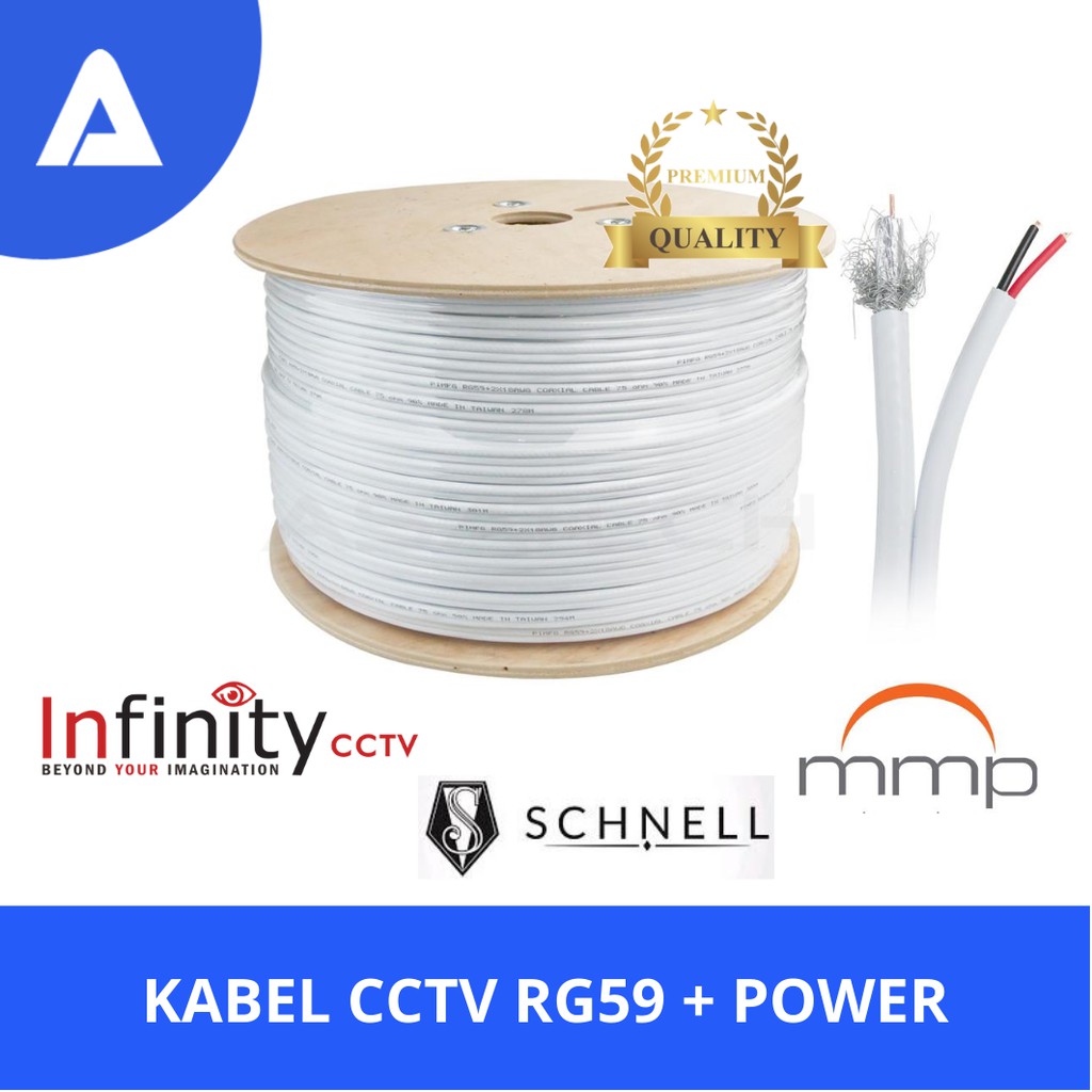 CCTV Kabel Cable RG59 + Power Hikvision Infinity Schnell Visilink High Quality Ecer / Roll