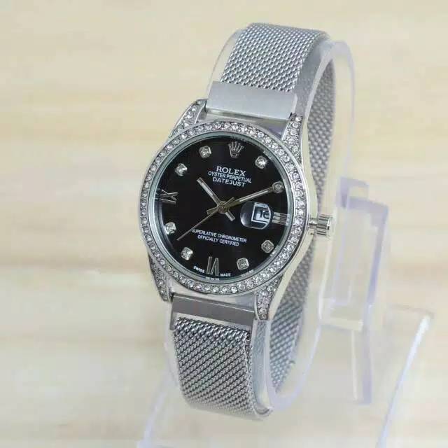 Jam Tangan Wanita Rolex Magnet Diamond Romawi Tanggal Aktif