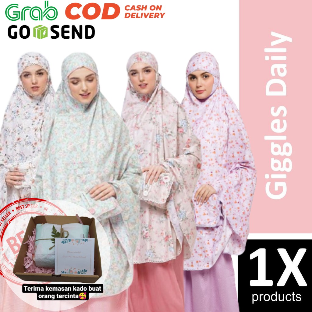 Mukena Giggles Daily Dewasa Bahan Katun Jepang Tersedia Aneka Motif Cantik dan Lucu