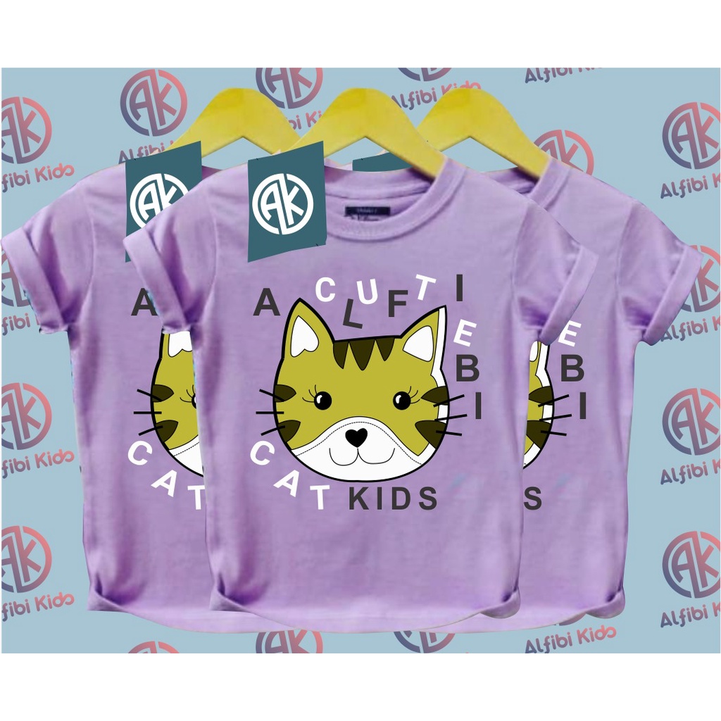 ALFIBI KIDS - Kaos Anak CAT - Baju Anak Perempuan - Baju Kaos Anak Murah