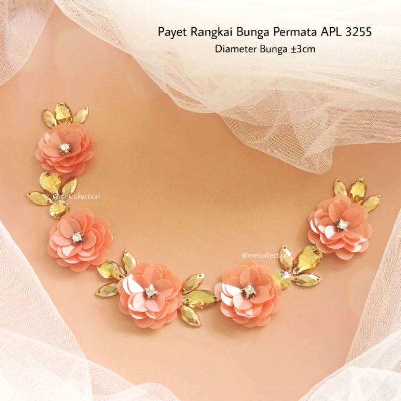 Payet Rangkai Bunga 3D APL 3255 terracota kebaya bali gamis pesta