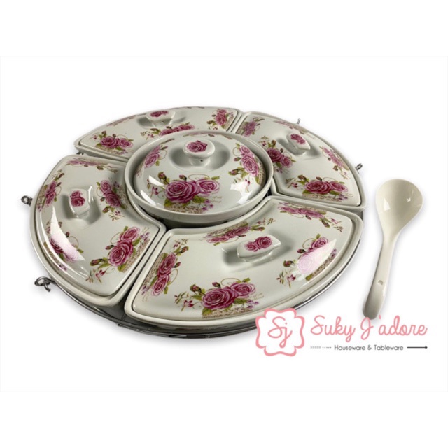 [MONALISA] PRASMANAN BULAT KERAMIK 17” BUNGA PINK503