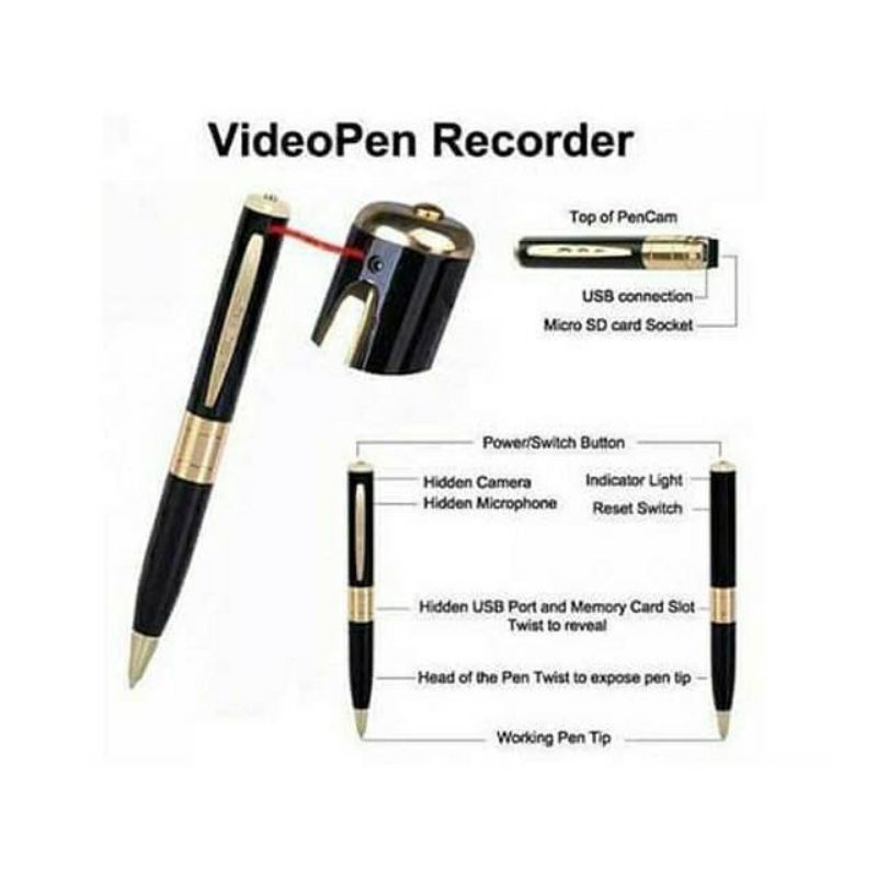 CAMERA PULPEN CCTV + BOX KAMERA PENGINTAI TERSEMBUNYI FULL HD HIDDEN CAM BPR 6 SPY MODEL PULPEN HD-3