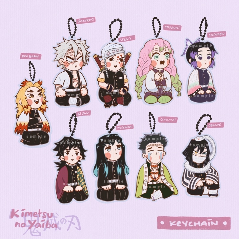 READ DESCRIPTION kimetsu no yaiba kny demon slayer hashira derp keychain & standee - by nekone.art