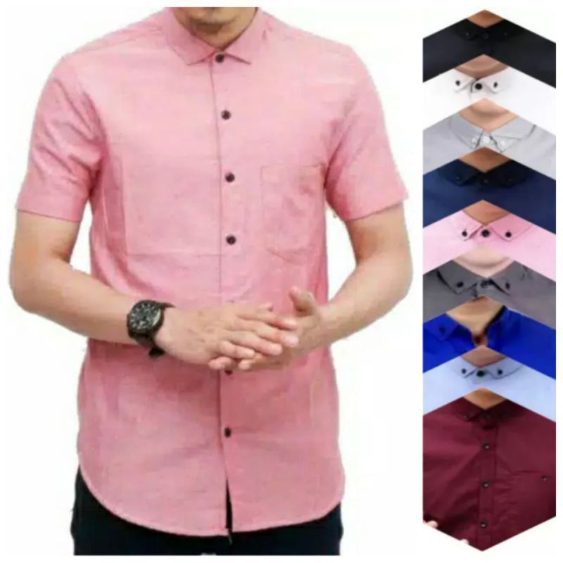 KEMEJA PENDEK PRIA KEMEJA PRIA BOYI TOP MAN LENGAN PENDEK KASUAL FORMAL KERJA PUTIH HITAM