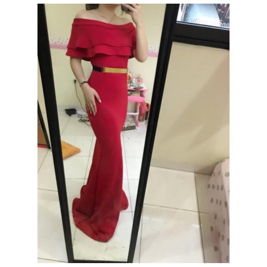 Jessicacollectionn 731/727L# long dress pesta mewah / baju scuba duyung / longdress fashion import / gaun pesta scuba +FREE BELT BESI