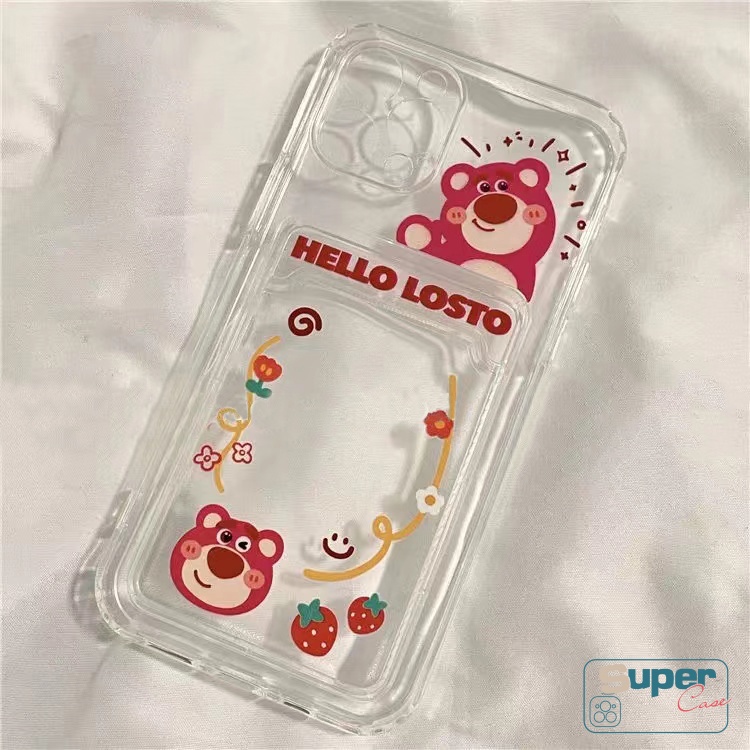 Case Tas Kartu Alien Kartun Lucu Bening Untuk iPhone 7plus 11 12 13 14 pro Max 6 6s 78 plus X XR XS Max SE Soft Tpu Cover