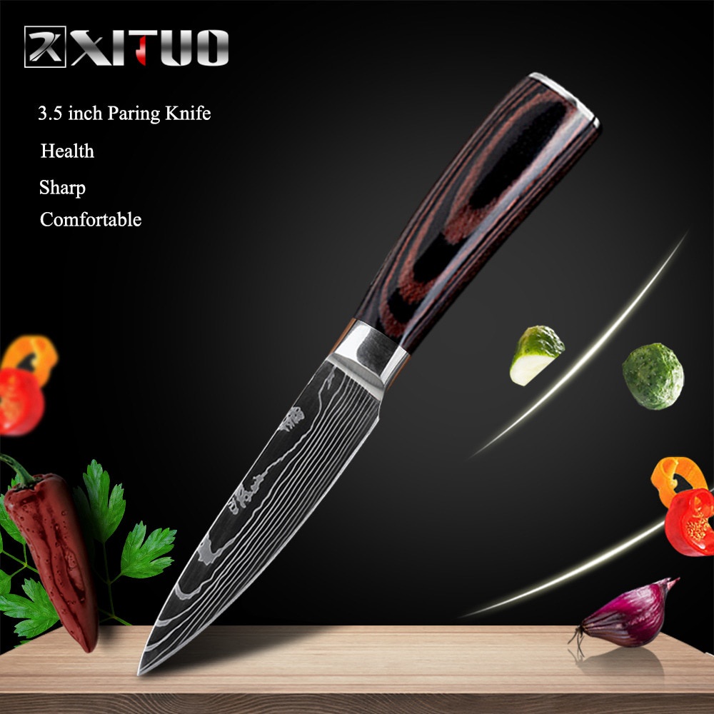 XITUO Pisau Dapur Chef Damascus Pattern - 3.5 Inch Paring Knife