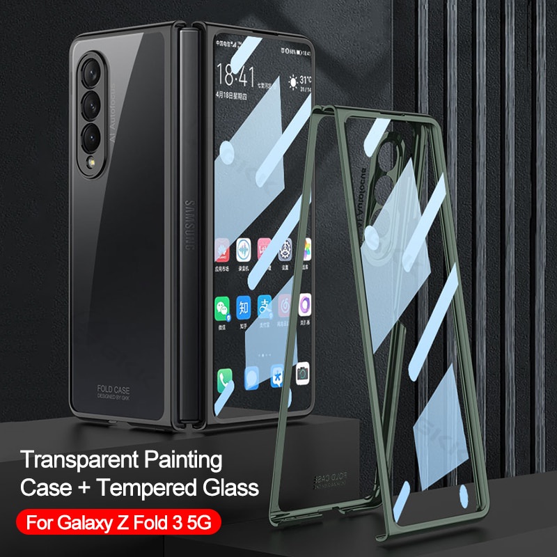 GKK Case Frosted Matte Skin Tempered Glass Case Samsung Galaxy Z Fold 3