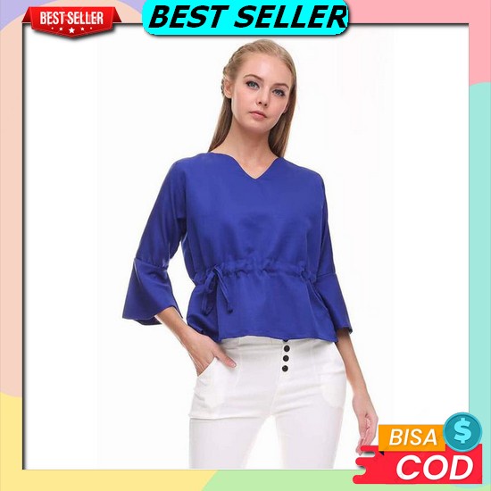 Top Atasan Blouse Wanita Korean Style/Terbaru Kerut Chiffon Baju Wanita Sabrina Baju Gaya Korea Baju