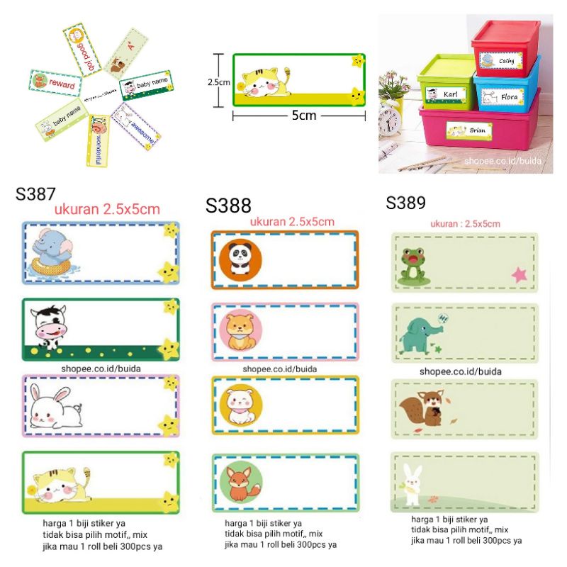 

1 roll 300pcs stiker sticker label polos blank motif cute animal tag nama organizer panjang ukuran 2.5x5cm label kemasan bisa diberi tulisan dekorasi buku jurnal hiasan kotak binder